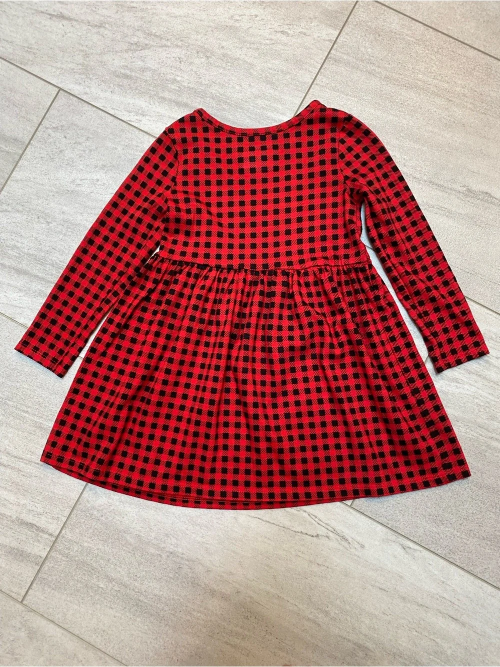 Cat & Jack Red and Black Buffalo Plaid Long-Sleeve Dress Size 4T